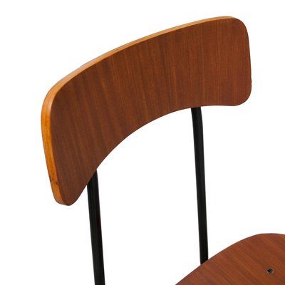 Mid-Century Modern Italian Palisander Chair in Wood with Metalic Structure, 1950, Set of 6-UZ-1250909