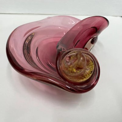 Mid-Century Modern Italian Purple and Gold Murano Glass Ashtray, 1970s-NMK-1361261