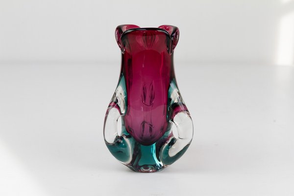 Mid-Century Modern Italian Purple and Green Murano Glass Vase, 1960s-WIX-1813416