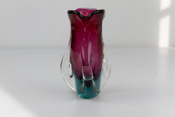 Mid-Century Modern Italian Purple and Green Murano Glass Vase, 1960s-WIX-1813416