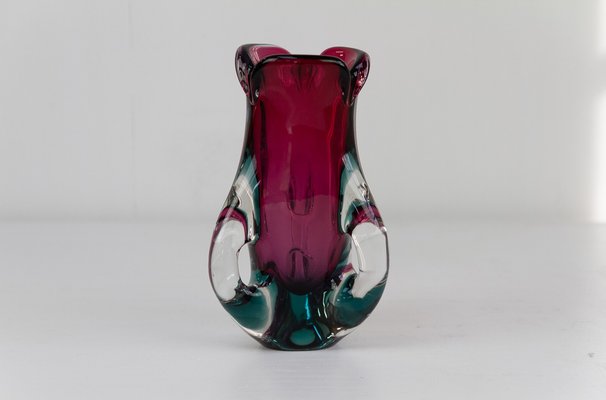 Mid-Century Modern Italian Purple and Green Murano Glass Vase, 1960s-WIX-1813416