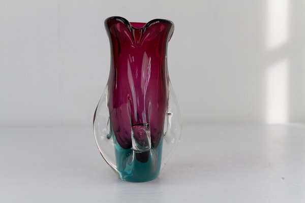 Mid-Century Modern Italian Purple and Green Murano Glass Vase, 1960s-WIX-1813416