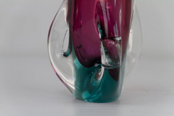 Mid-Century Modern Italian Purple and Green Murano Glass Vase, 1960s-WIX-1813416