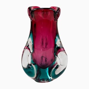 Mid-Century Modern Italian Purple and Green Murano Glass Vase, 1960s-WIX-1813416