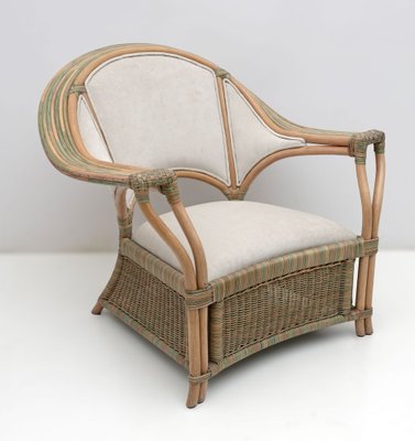 Mid-Century Modern Italian Rattan and Wicker Armchairs, 1979, Set of 2-FER-1761522