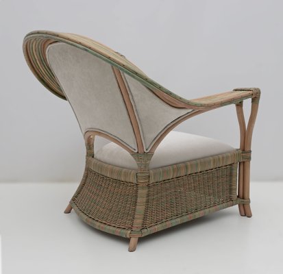 Mid-Century Modern Italian Rattan and Wicker Two Armchairs and Sofa, 1979, Set of 3-FER-1761536