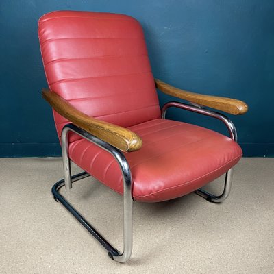 Mid-Century Modern Italian Red Lounge Chair, 1970s-WQC-1250566