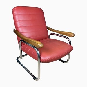 Mid-Century Modern Italian Red Lounge Chair, 1970s-WQC-1250566