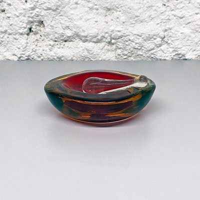 Mid-Century Modern Italian Red Murano Ashtray with Yellow and Green Shades,1970s-GDD-1097265