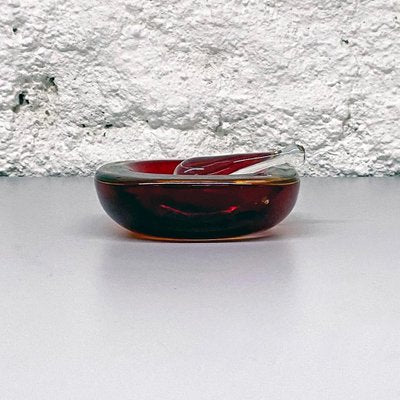 Mid-Century Modern Italian Red Murano Ashtray with Yellow and Green Shades,1970s-GDD-1097265