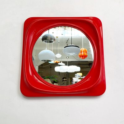 Mid-Century Modern Italian Red Plastic Mirror, 1980s-GDD-1313673