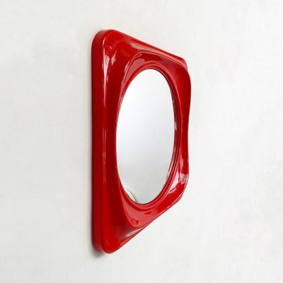 Mid-Century Modern Italian Red Plastic Mirror, 1980s-GDD-1313673