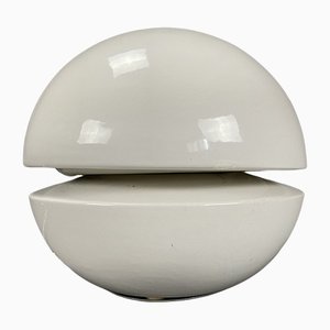 Mid-Century Modern Italian Round White Ceramic Table Lamp from Gabbianelli-IEI-1194175