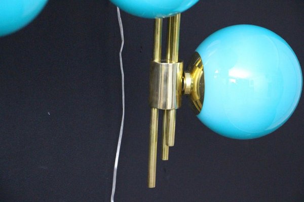 Mid-Century Modern Italian Sconces in Turquoise Tiffany Blue Glass, 2000, Set of 2-YF-1447018