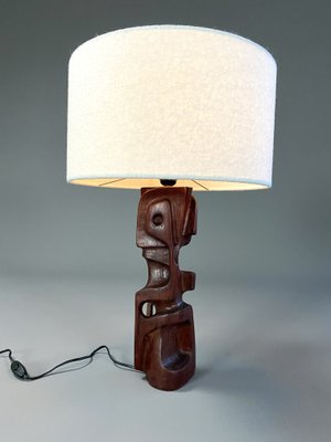 Mid-Century Modern Italian Sculpture Carved Wooden Table Lamps by Gianni Pinna, Set of 2-IEI-1160175