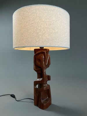 Mid-Century Modern Italian Sculpture Carved Wooden Table Lamps by Gianni Pinna, Set of 2-IEI-1160175