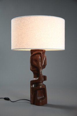 Mid-Century Modern Italian Sculpture Carved Wooden Table Lamps by Gianni Pinna, Set of 2-IEI-1160175