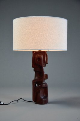 Mid-Century Modern Italian Sculpture Carved Wooden Table Lamps by Gianni Pinna, Set of 2-IEI-1160175