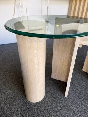 Mid-Century Modern Italian Sculpture Gueridon Table in Travertine by Angelo Mangiarotti, 1980s-FUE-1447351