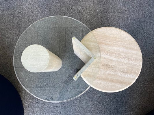 Mid-Century Modern Italian Sculpture Gueridon Table in Travertine by Angelo Mangiarotti, 1980s-FUE-1447351