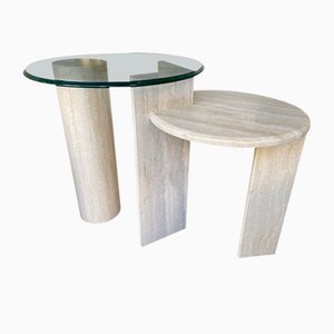 Mid-Century Modern Italian Sculpture Gueridon Table in Travertine by Angelo Mangiarotti, 1980s-FUE-1447351