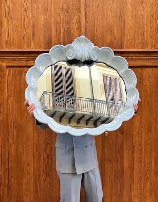 Mid-Century Modern Italian Shell Shaped Ceramic Mirror, 1970-UWS-2036569