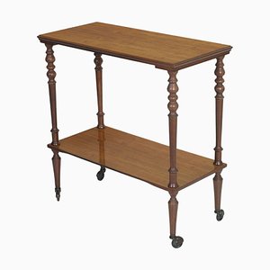 Mid-Century Modern Italian Sliding Side Table in Mahogany with Turned Legs-NJV-746002