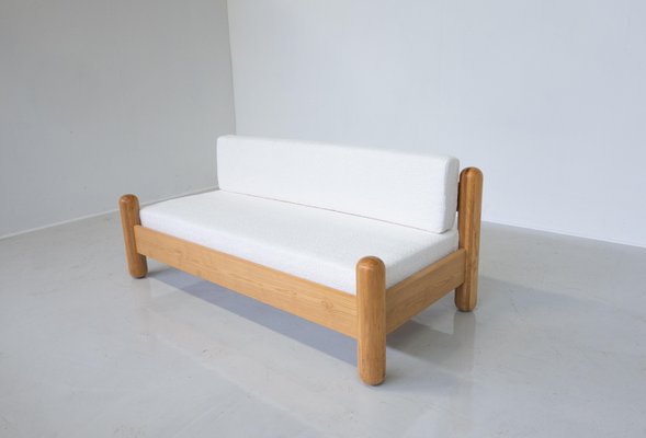 Mid-Century Modern Italian Sofa in Wood and White Boucle Fabric, 1970s-FGA-1732566