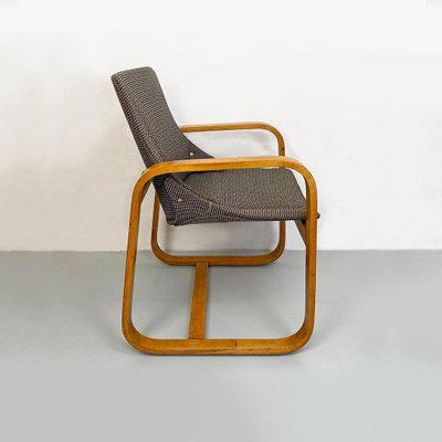 Mid-Century Modern Italian Solid Wood and Grey Fabric Armchair, 1960s-GDD-1292496