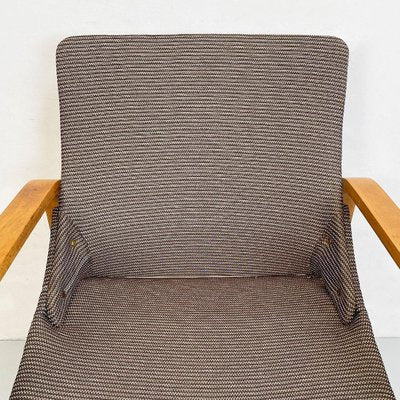 Mid-Century Modern Italian Solid Wood and Grey Fabric Armchair, 1960s-GDD-1292496