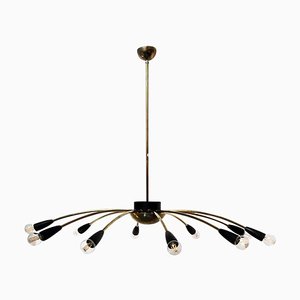 Mid-Century Modern Italian Sputnik Brass Ten Lights Chandelier, 1950s-GDD-1097308