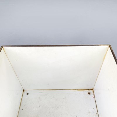 Mid-Century Modern Italian Steel and Brass Square Planter, 1970s-GDD-1354966