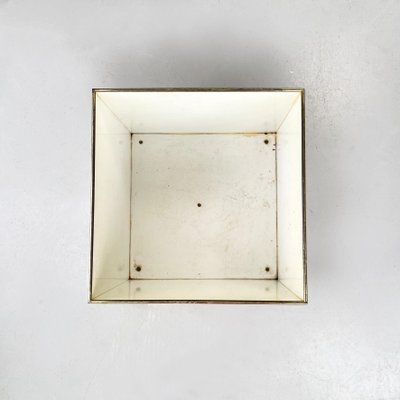 Mid-Century Modern Italian Steel and Brass Square Planter, 1970s-GDD-1354966