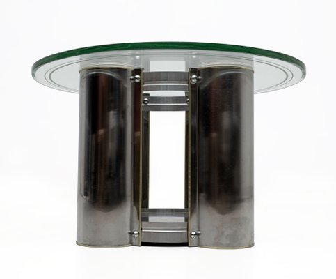 Mid-Century Modern Italian Steel and Glass Round Coffee Table, 1970s-FER-1802032