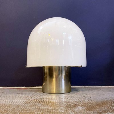 Mid-Century Modern Italian Table Lamp with Glossy Opal Glass attributed to Mazzega-GDD-1377986