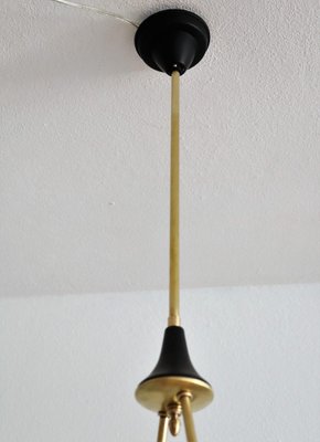 Mid-Century Modern Italian Teak and Glass Chandelier, 1960s-VNE-965964