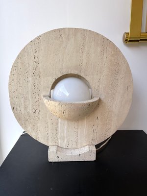 Mid-Century Modern Italian Travertine Abstract Sculpture Lamp, 1970s-FUE-1420870