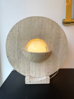 Mid-Century Modern Italian Travertine Abstract Sculpture Lamp, 1970s-FUE-1420870