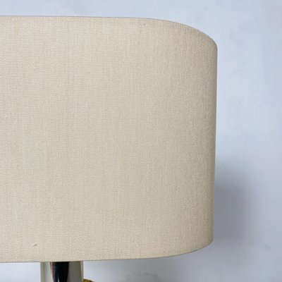 Mid-Century Modern Italian Travertine Table Lamp with Cotton Lampshade, 1970s-GDD-1097078