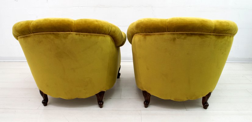 Mid-Century Modern Italian Velvet Lounge Chairs, 1950s, Set of 2-FER-697340