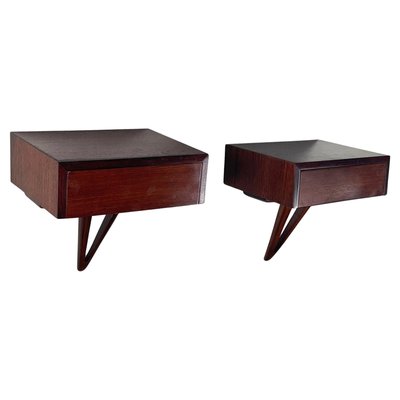 Mid-Century Modern Italian Wall Bedside Tables with Drawer in Wood, 1950s, Set of 2-GDD-2020935