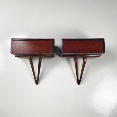 Mid-Century Modern Italian Wall Bedside Tables with Drawer in Wood, 1950s, Set of 2-GDD-2020935