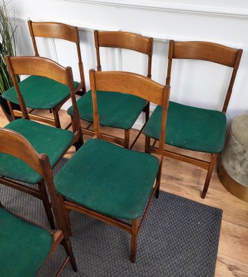 Mid-Century Modern Italian Walnut & Upholstered Dining Chairs, 1950s, Set of 6-EUP-1437168