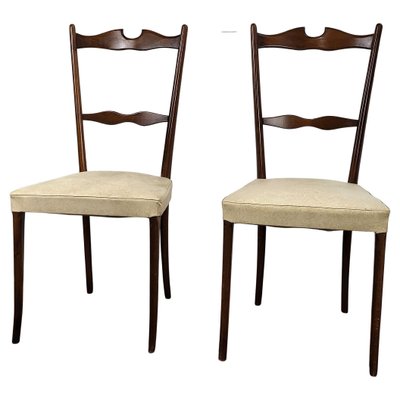 Mid-Century Modern Italian Walnut & Upholstered Dining Chairs, 1950s, Set of 6-EUP-1437165