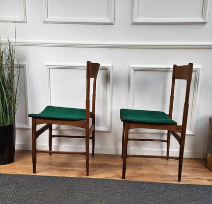 Mid-Century Modern Italian Walnut & Upholstered Dining Chairs, 1950s, Set of 6-EUP-1437168