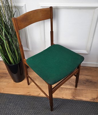 Mid-Century Modern Italian Walnut & Upholstered Dining Chairs, 1950s, Set of 6-EUP-1437168