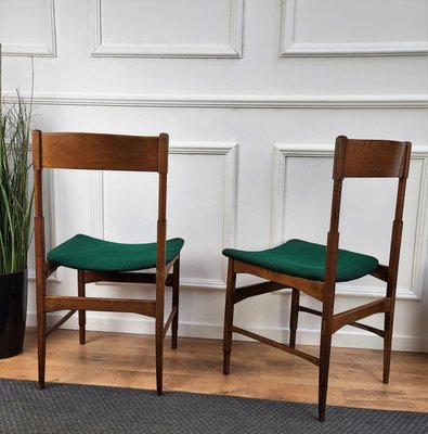 Mid-Century Modern Italian Walnut & Upholstered Dining Chairs, 1950s, Set of 6-EUP-1437168