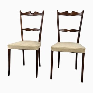 Mid-Century Modern Italian Walnut & Upholstered Dining Chairs, 1950s, Set of 6-EUP-1437165