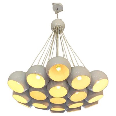 Mid-Century Modern Italian White 19 Lights Chandelier with Cluster Structure, 1970s-GDD-1097159