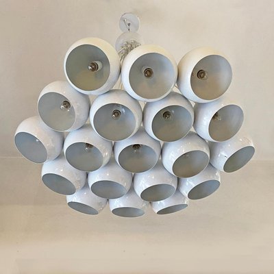 Mid-Century Modern Italian White 19 Lights Chandelier with Cluster Structure, 1970s-GDD-1097159